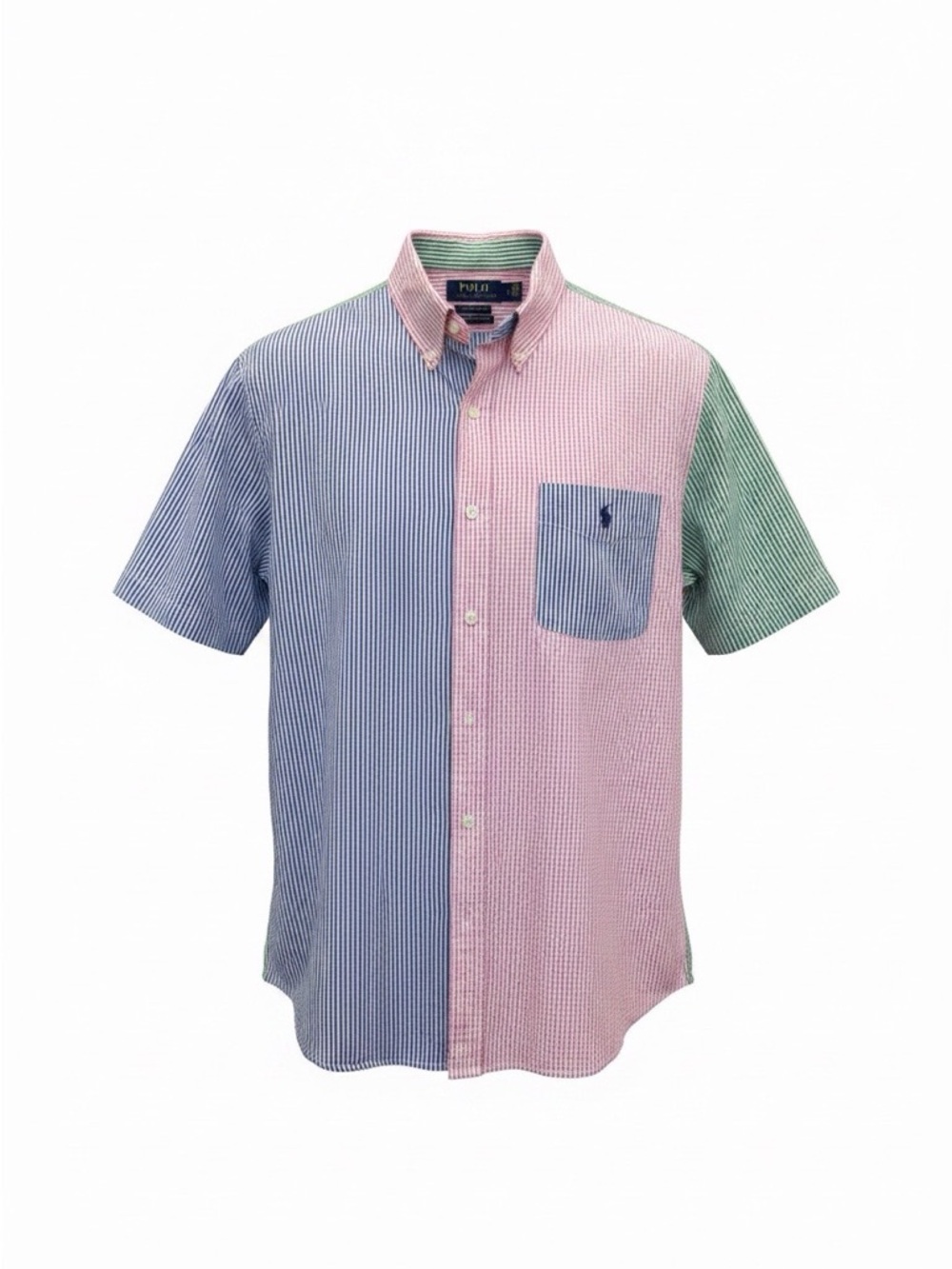 Polo by Ralph Lauren Pink and Blue Untucked Fit Button Down Shirt. Large.